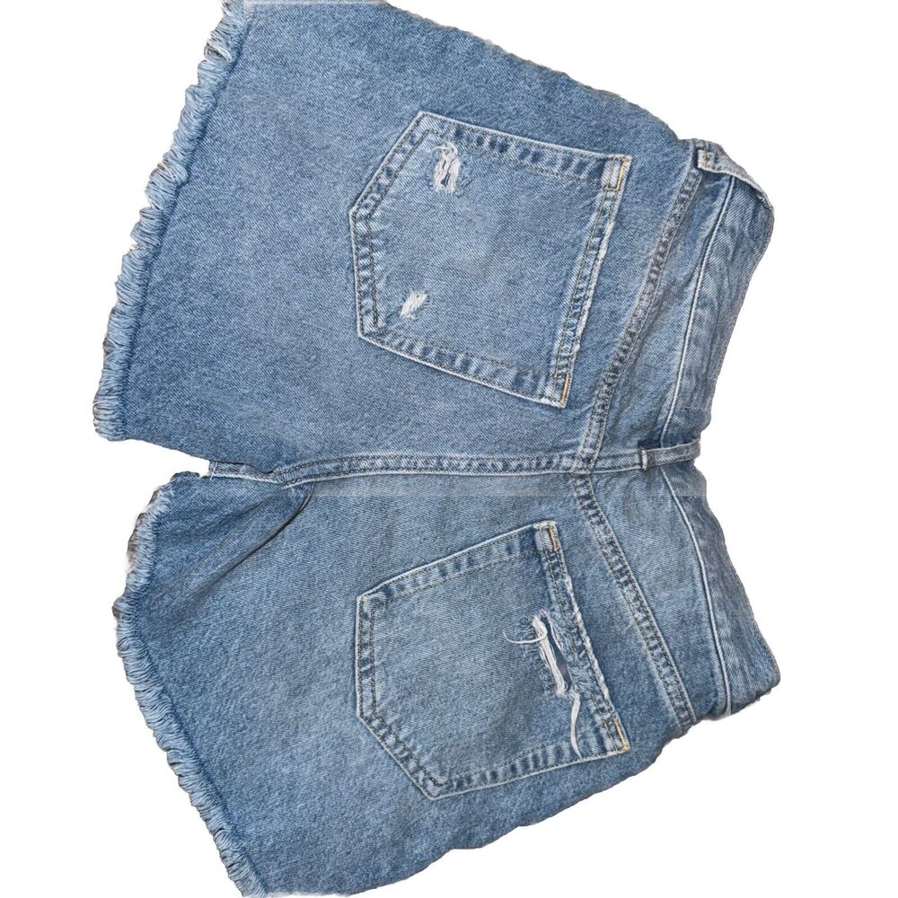 Free People Maggie Jean Shorts Distressed Sz 24 Mid Rise Cut Off Light Wash S10 - Picture 5 of 5